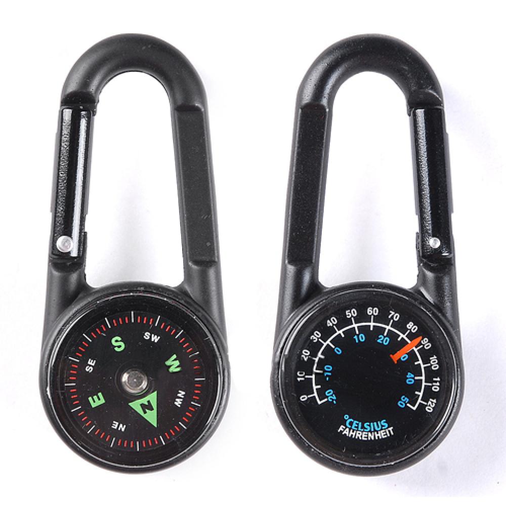 Compass Keychain Mini - Mosquetón con Mini Brújula y Termómetro,